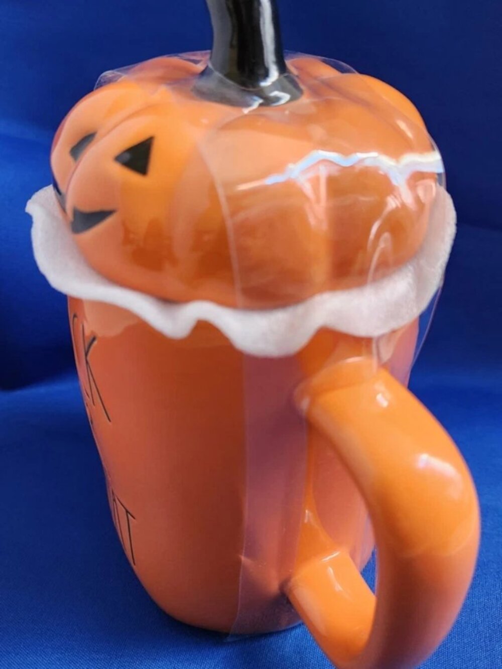 New RAE DUNN Halloween TRICK OR TREAT Pumpkin Orange Mug &Lid Artisan Collection - Picture 3 of 12